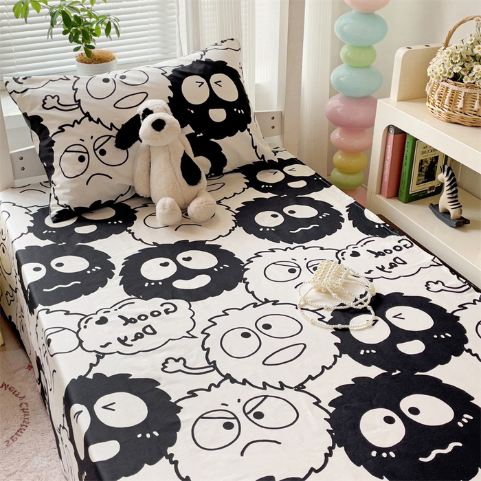 91家纺网 家纺一手货源 找家纺 名兮家居 2025新款全棉纯棉13372学生床上下铺单床单 黑煤球