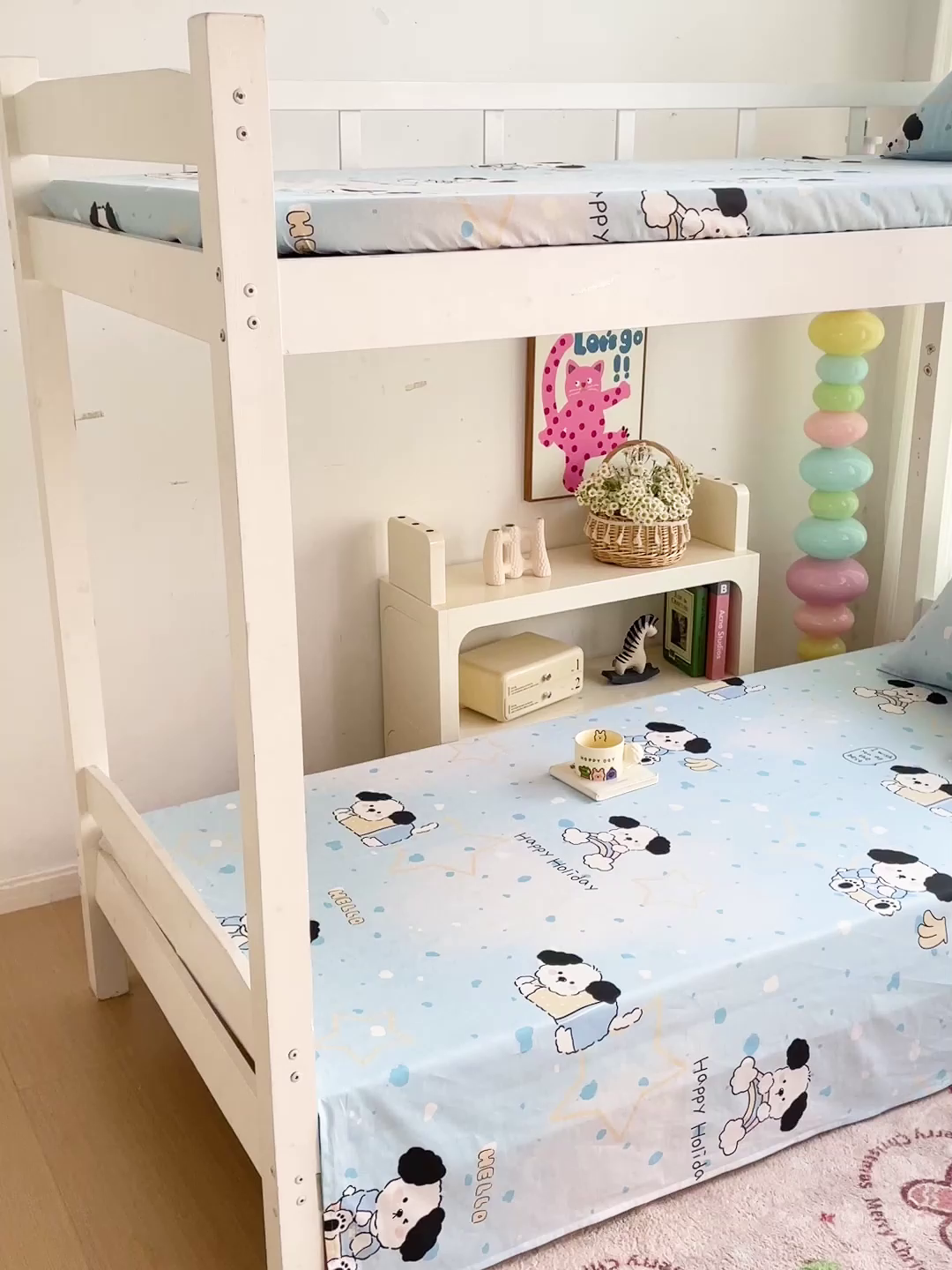 91家纺网 家纺一手货源 找家纺 名兮家居 2025新款全棉纯棉13372学生床上下铺单床单 斑点狗