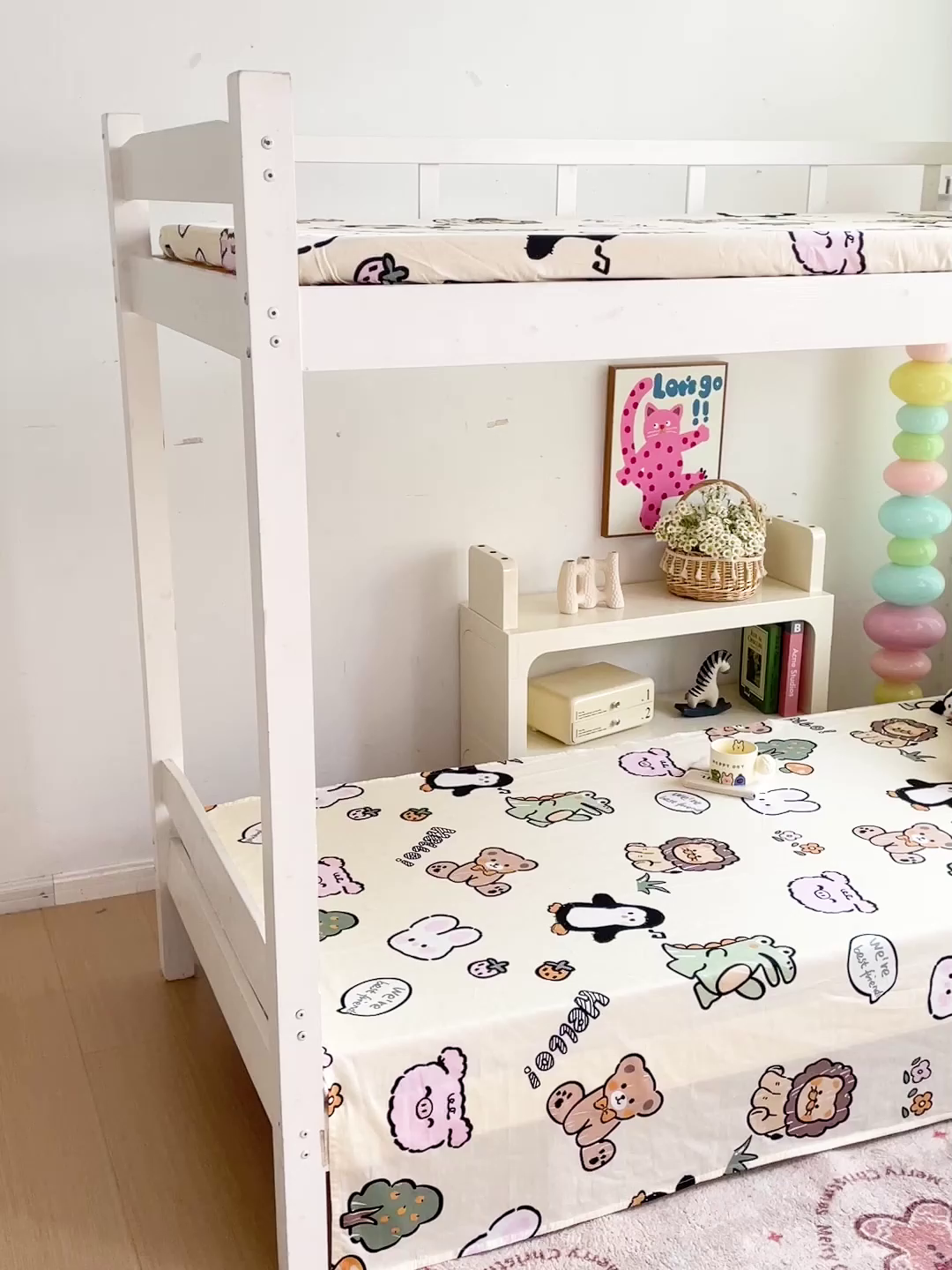 91家纺网 家纺一手货源 找家纺 名兮家居 2025新款全棉纯棉13372学生床上下铺单床单 动物世界