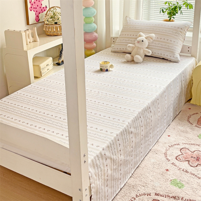 91家纺网 家纺一手货源 找家纺 名兮家居 2025新款全棉纯棉13372学生床上下铺单床单 樱桃花