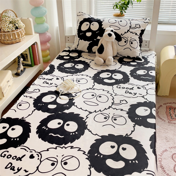 91家纺网 家纺一手货源 找家纺 名兮家居 2025新款全棉纯棉13372学生床上下铺单床单 黑煤球