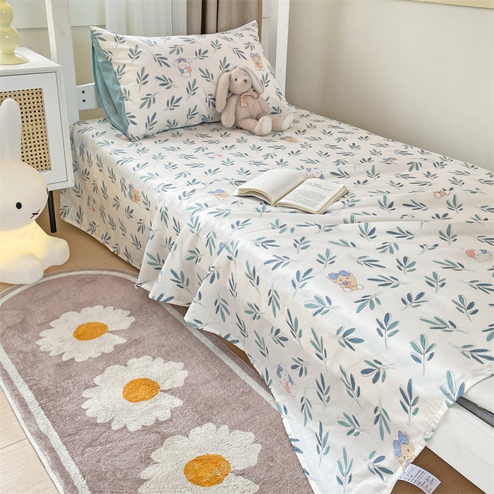 91家纺网 家纺一手货源 找家纺 名兮家居 2025新款全棉纯棉13372学生床上下铺单床单 花花熊