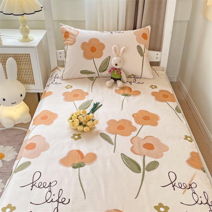 91家纺网 家纺一手货源 找家纺 名兮家居 2025新款全棉纯棉13372学生床上下铺单床单 幸运花