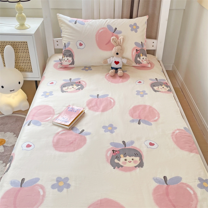 91家纺网 家纺一手货源 找家纺 名兮家居 2025新款全棉纯棉13372学生床上下铺单床单 蜜桃女孩