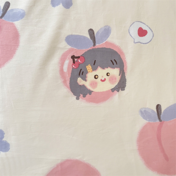 91家纺网 家纺一手货源 找家纺 名兮家居 2025新款全棉纯棉13372学生床上下铺单床单 蜜桃女孩