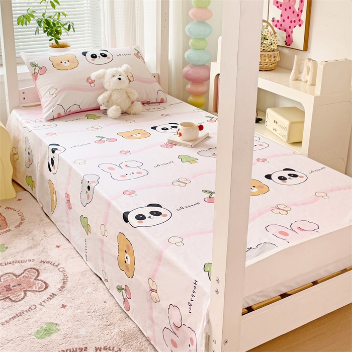 91家纺网 家纺一手货源 找家纺 名兮家居 2025新款全棉纯棉13372学生床上下铺单床单 欢乐多多