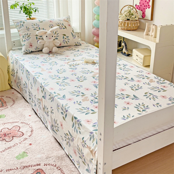 91家纺网 家纺一手货源 找家纺 名兮家居 2025新款全棉纯棉13372学生床上下铺单床单 轻纱漫舞