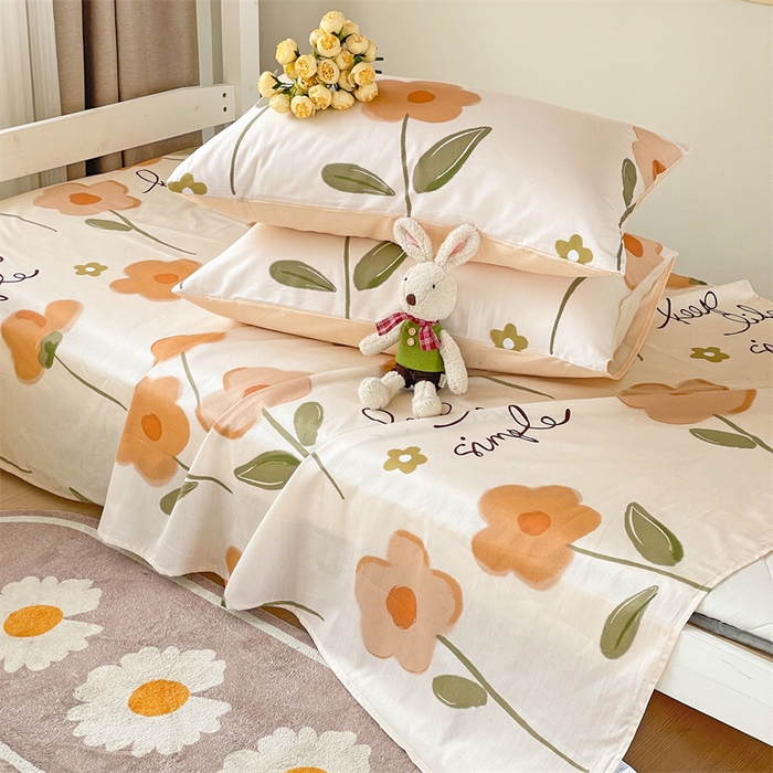 91家纺网 家纺一手货源 找家纺 名兮家居 2025新款全棉纯棉13372学生床上下铺单床单 幸运花