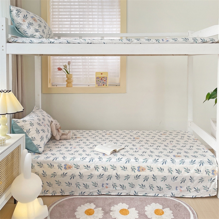 91家纺网 家纺一手货源 找家纺 名兮家居 2025新款全棉纯棉13372学生床上下铺单床单 花花熊