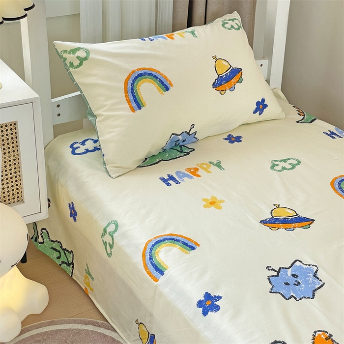 91家纺网 家纺一手货源 找家纺 名兮家居 2025新款全棉纯棉13372学生床上下铺单床单 恐龙游记