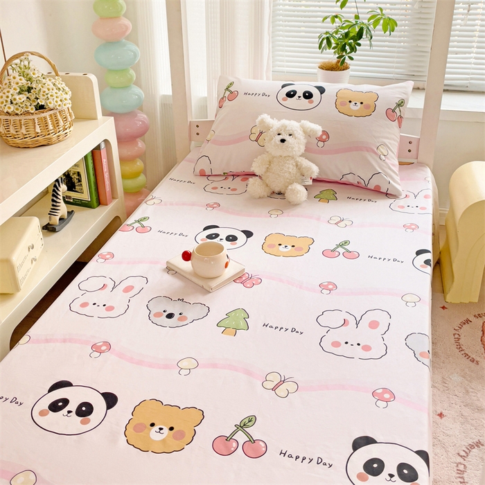 91家纺网 家纺一手货源 找家纺 名兮家居 2025新款全棉纯棉13372学生床上下铺单床单 欢乐多多