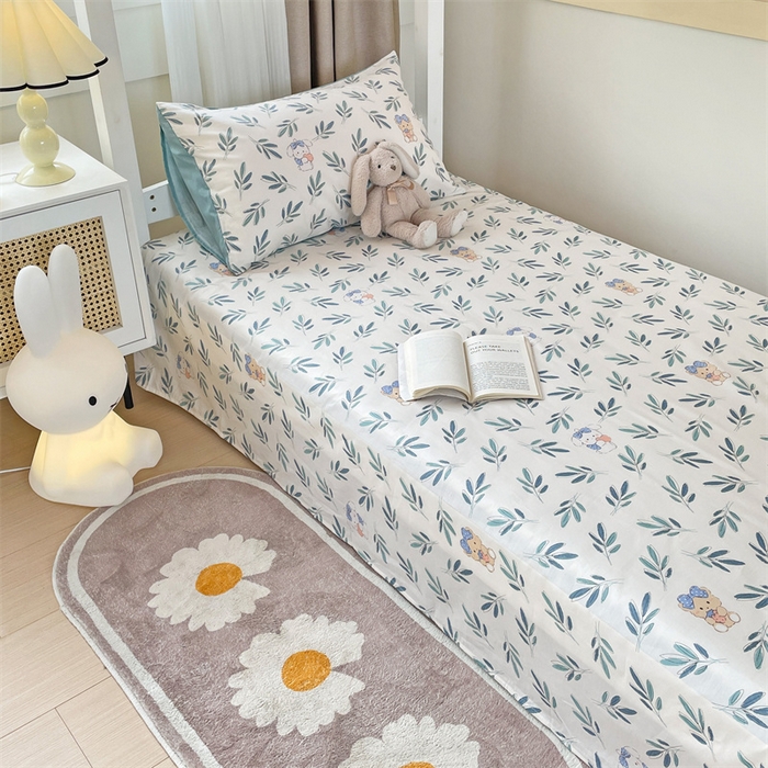 91家纺网 家纺一手货源 找家纺 名兮家居 2025新款全棉纯棉13372学生床上下铺单床单 花花熊