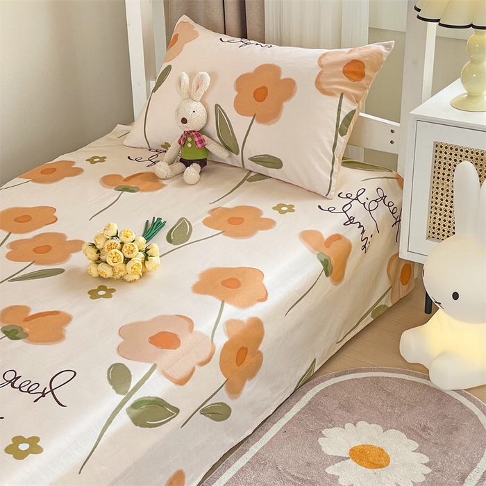 91家纺网 家纺一手货源 找家纺 名兮家居 2025新款全棉纯棉13372学生床上下铺单床单 幸运花