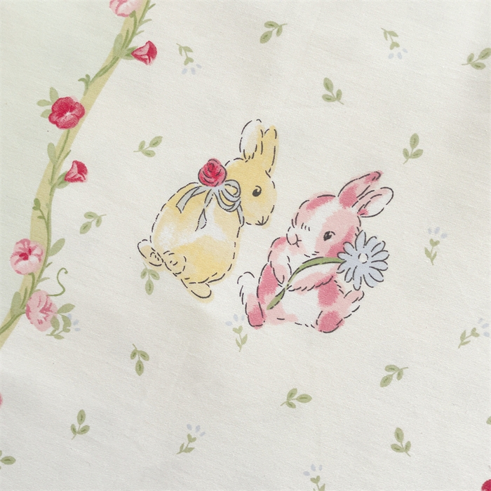 91家纺网 家纺一手货源 找家纺 名兮家居 2025新款全棉纯棉13372学生床上下铺单床单 甜蜜兔兔