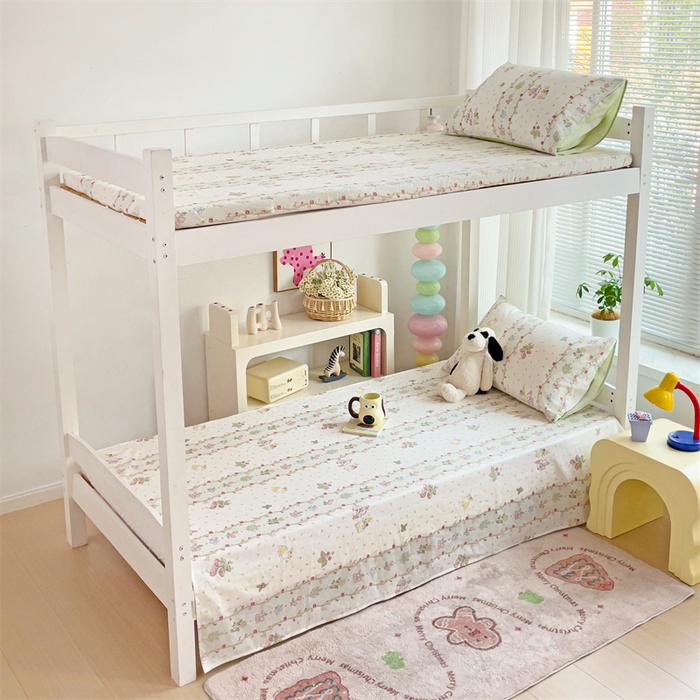 91家纺网 家纺一手货源 找家纺 名兮家居 2025新款全棉纯棉13372学生床上下铺单床单 甜蜜兔兔