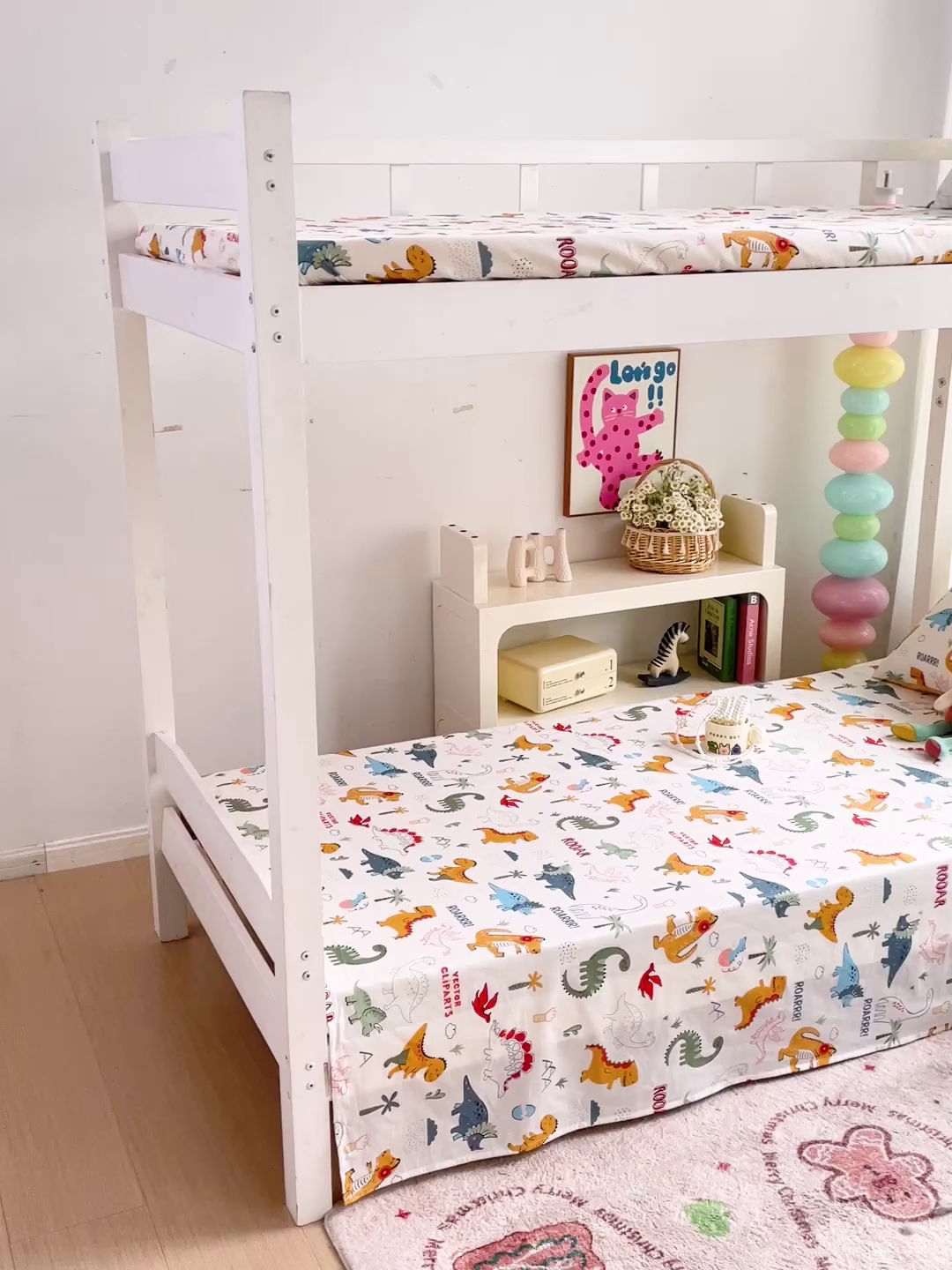 91家纺网 家纺一手货源 找家纺 名兮家居 2025新款全棉纯棉13372学生床上下铺单床单 恐龙王国