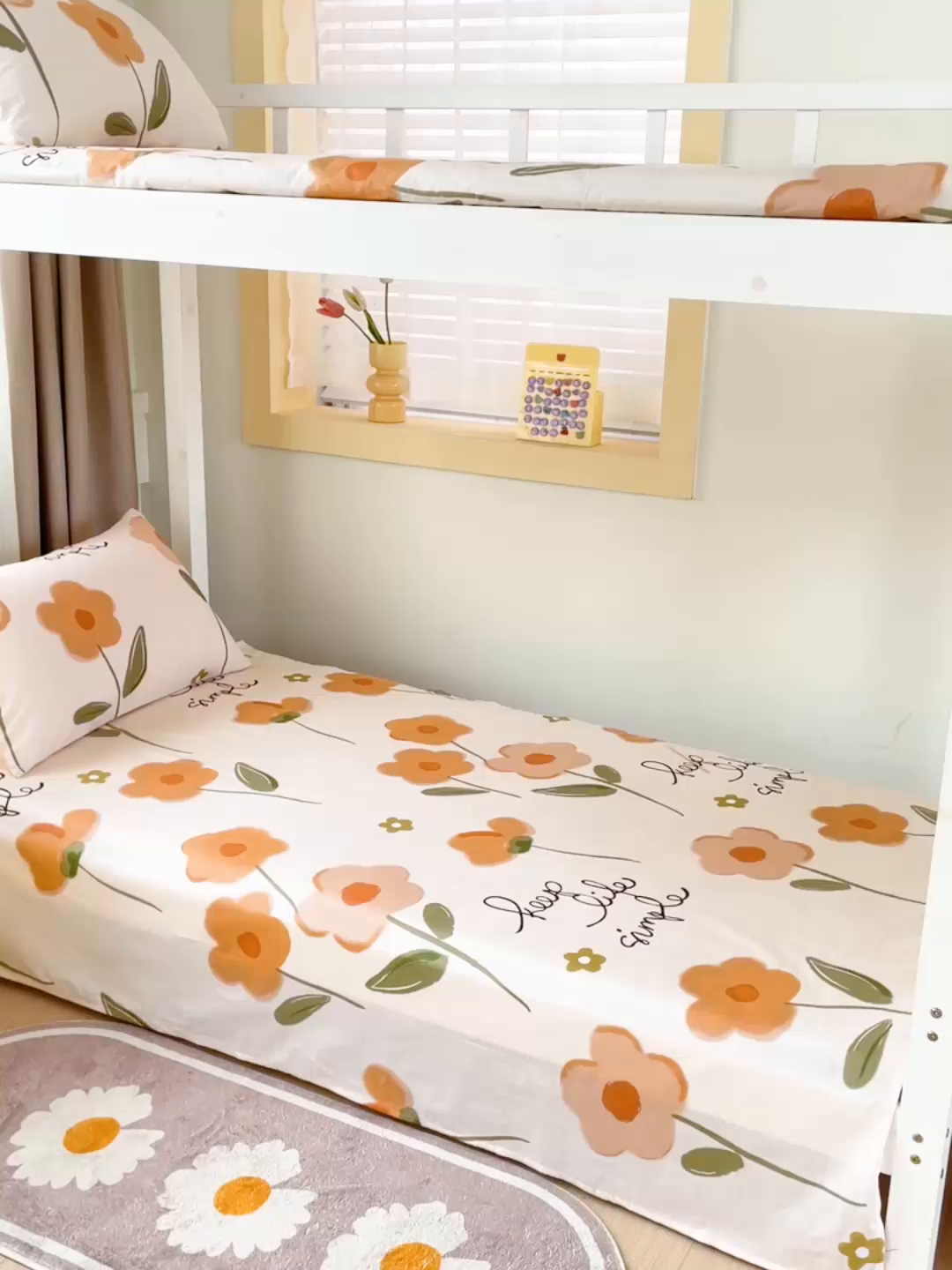 91家纺网 家纺一手货源 找家纺 名兮家居 2025新款全棉纯棉13372学生床上下铺单床单 幸运花