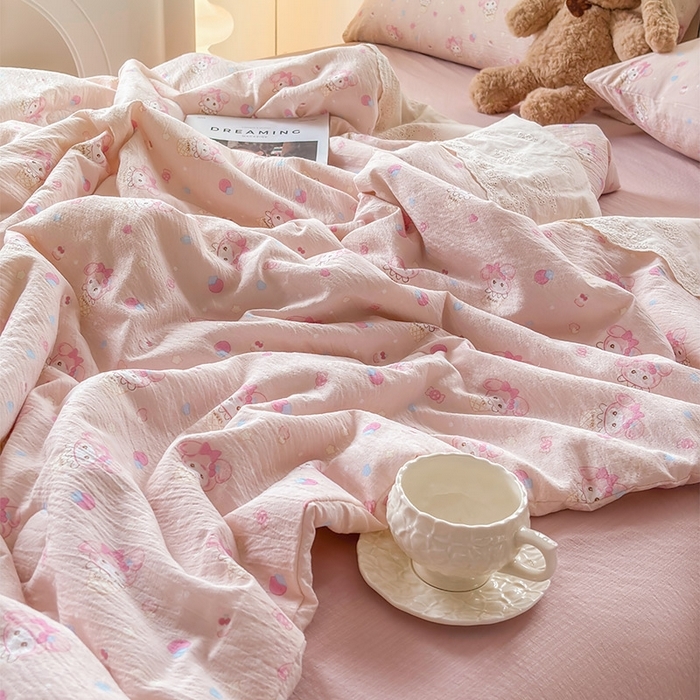 91家纺网 家纺一手货源 找家纺 （总）Mata蔓塔家 2025新款春夏季蕾丝包边三件套夏被四件套