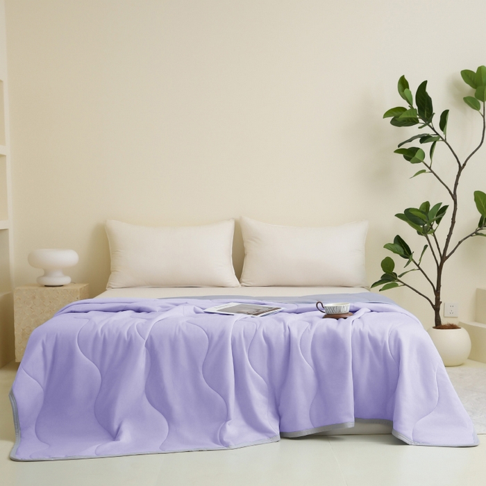 91家纺网 家纺一手货源 找家纺 眠多宝 2025新款纯色凉感丝夏被夏凉被空调被跨境热品temu希音TK外贸 紫色
