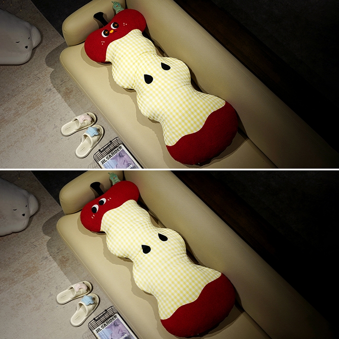 91家纺网 家纺一手货源 找家纺 （总）仟亿莱 2025新款大眼红苹果云朵长条睡觉抱枕