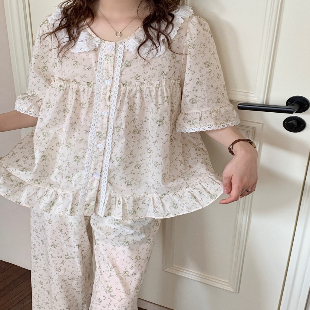 91家纺网 家纺一手货源 找家纺 （总）妍景家居生活馆 2025新款韩系25623甜美碎花娃娃领套装