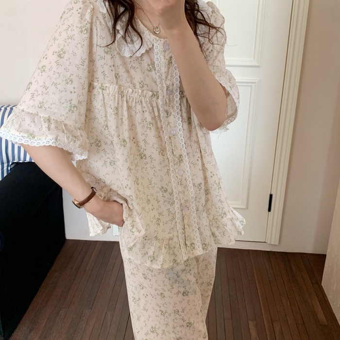 91家纺网 家纺一手货源 找家纺 （总）妍景家居生活馆 2025新款韩系25623甜美碎花娃娃领套装