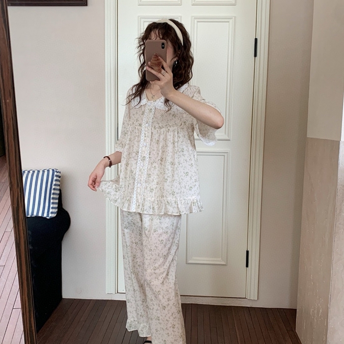 91家纺网 家纺一手货源 找家纺 （总）妍景家居生活馆 2025新款韩系25623甜美碎花娃娃领套装