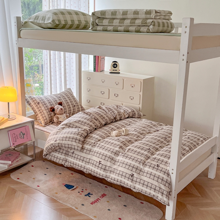 91家纺网 家纺一手货源 找家纺 （总）慕晨 2025新款全棉学生床盖宿舍印花纯棉床盖三件套AB版皆可用四季通用直播