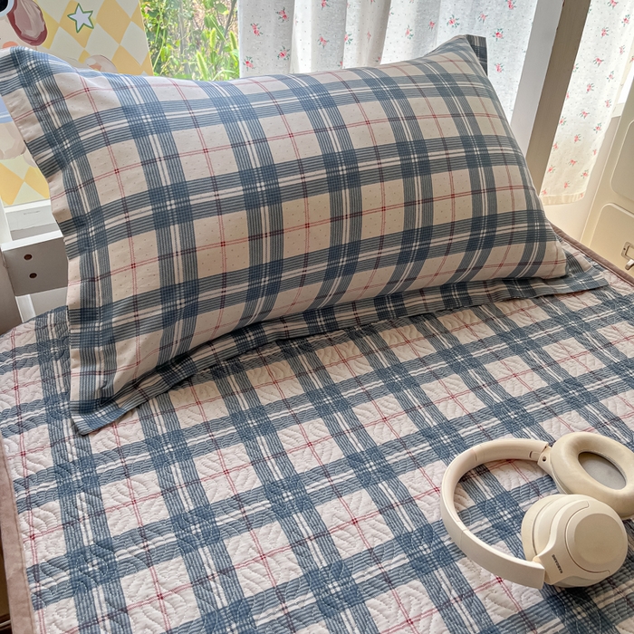 91家纺网 家纺一手货源 找家纺 慕晨 2025新款全棉学生床盖宿舍印花纯棉床盖三件套AB版皆可用四季通用直播 莉莉格