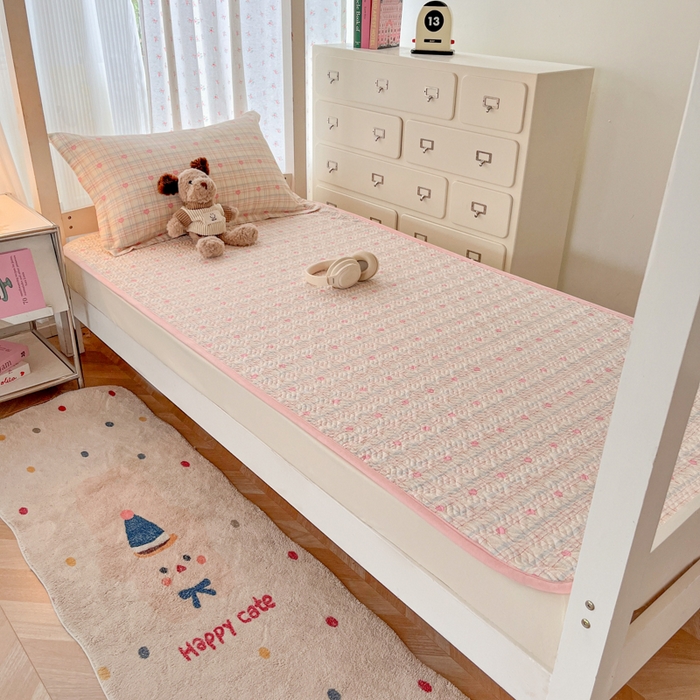 91家纺网 家纺一手货源 找家纺 慕晨 2025新款全棉学生床盖宿舍印花纯棉床盖三件套AB版皆可用四季通用直播 爱心满满