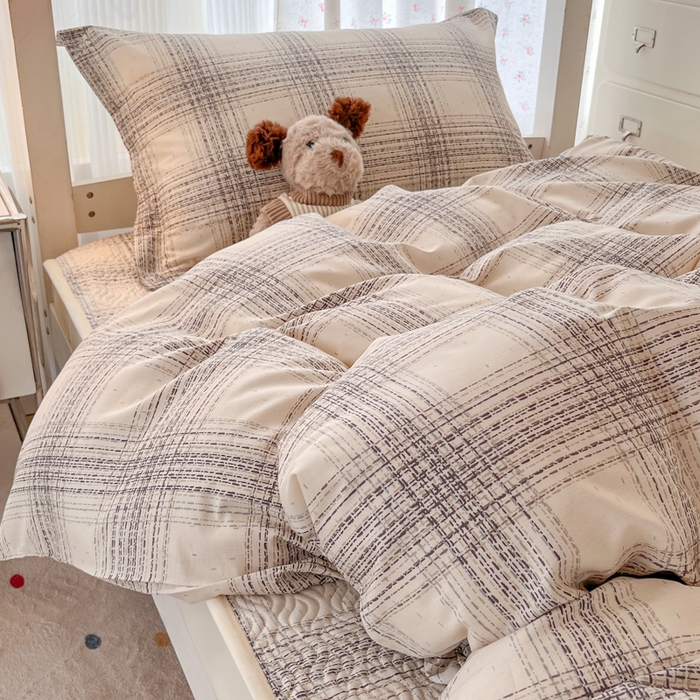 91家纺网 家纺一手货源 找家纺 慕晨 2025新款全棉学生床盖宿舍印花纯棉床盖三件套AB版皆可用四季通用直播 小香风