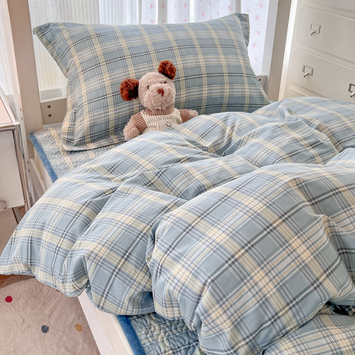 91家纺网 家纺一手货源 找家纺 （总）慕晨 2025新款全棉学生床盖宿舍印花纯棉床盖三件套AB版皆可用四季通用直播