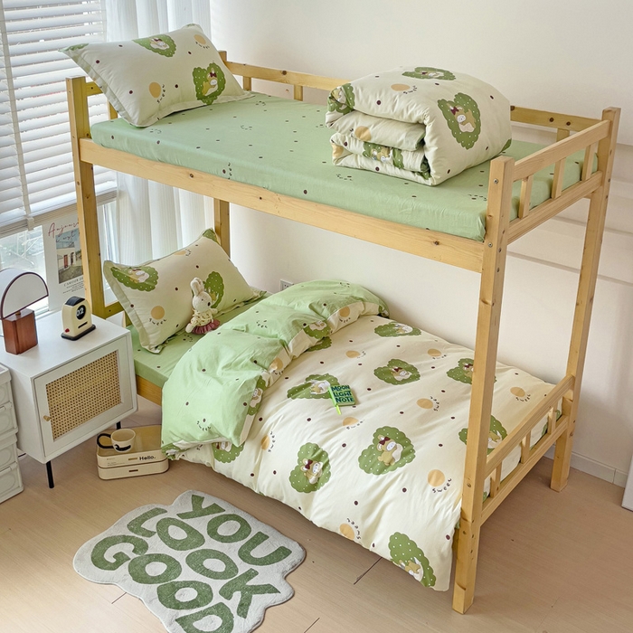 91家纺网 家纺一手货源 找家纺 （总）福来临家纺 2025新款全棉纯棉印花学生三件套上下铺三件套宿舍三件套