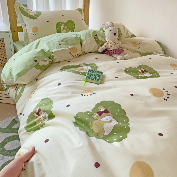 91家纺网 家纺一手货源 找家纺 （总）福来临家纺 2025新款全棉纯棉印花学生三件套上下铺三件套宿舍三件套