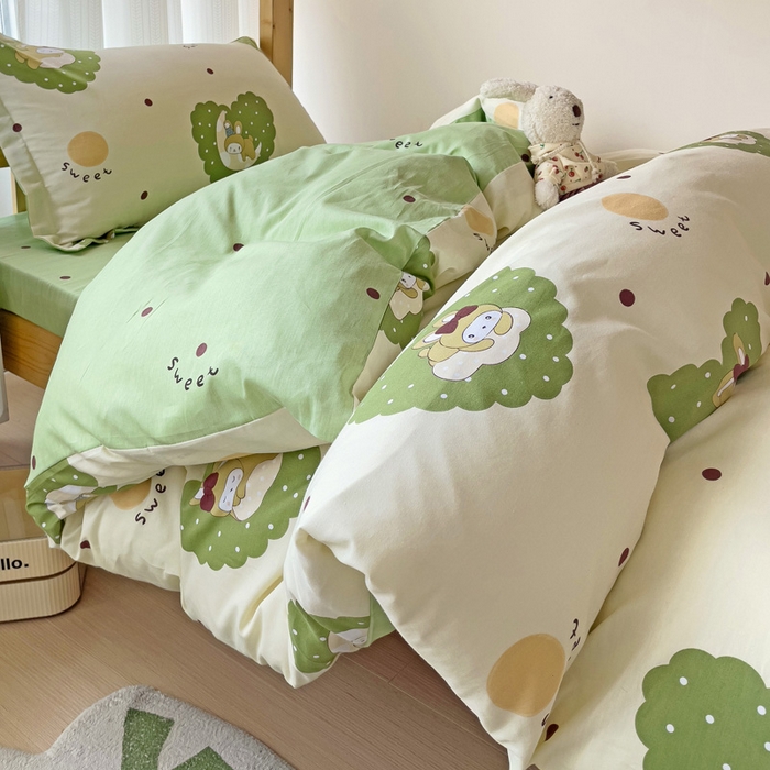 91家纺网 家纺一手货源 找家纺 （总）福来临家纺 2025新款全棉纯棉印花学生三件套上下铺三件套宿舍三件套