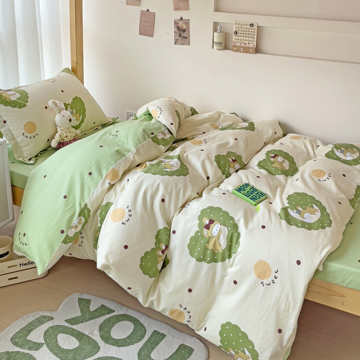 91家纺网 家纺一手货源 找家纺 （总）福来临家纺 2025新款全棉纯棉印花学生三件套上下铺三件套宿舍三件套