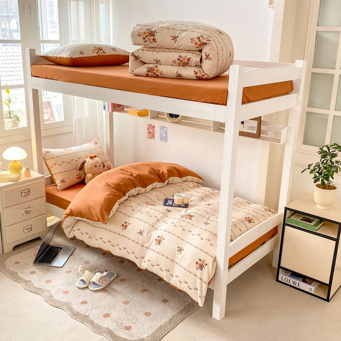 91家纺网 家纺一手货源 找家纺 （总）芷凡家纺 2025新款水洗棉双层纱学生三件套宿舍上下铺三件套