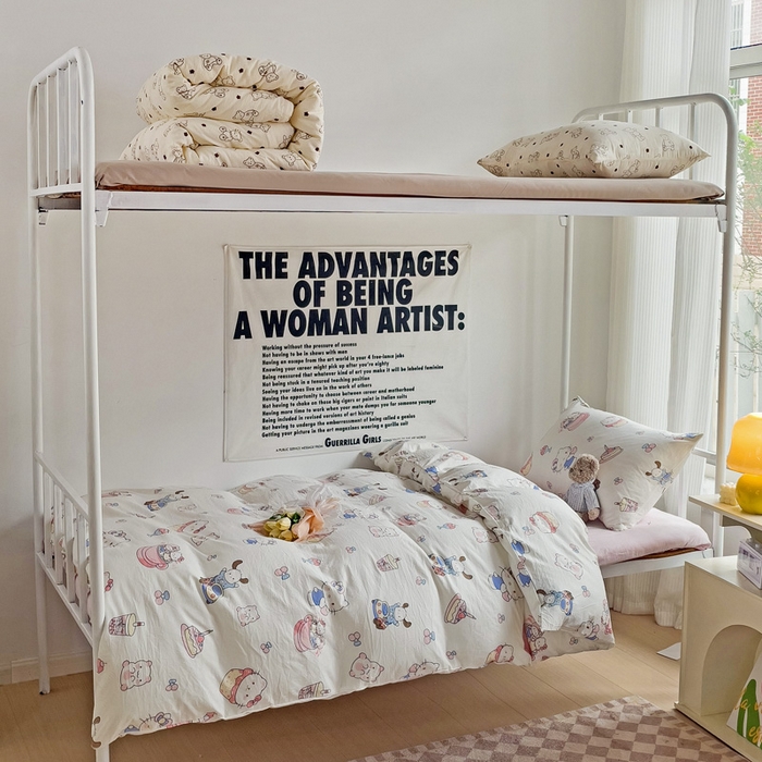 91家纺网 家纺一手货源 找家纺 （总）芷凡家纺 2025新款水洗棉双层纱学生三件套宿舍上下铺三件套