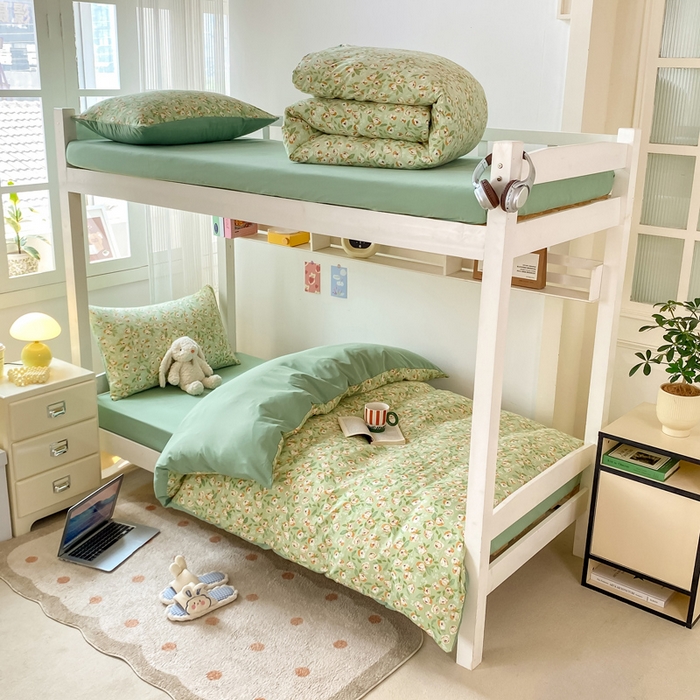 91家纺网 家纺一手货源 找家纺 （总）芷凡家纺 2025新款水洗棉双层纱学生三件套宿舍上下铺三件套