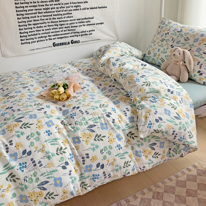 91家纺网 家纺一手货源 找家纺 芷凡家纺 2025新款水洗棉双层纱学生三件套宿舍上下铺三件套 海岛清茶