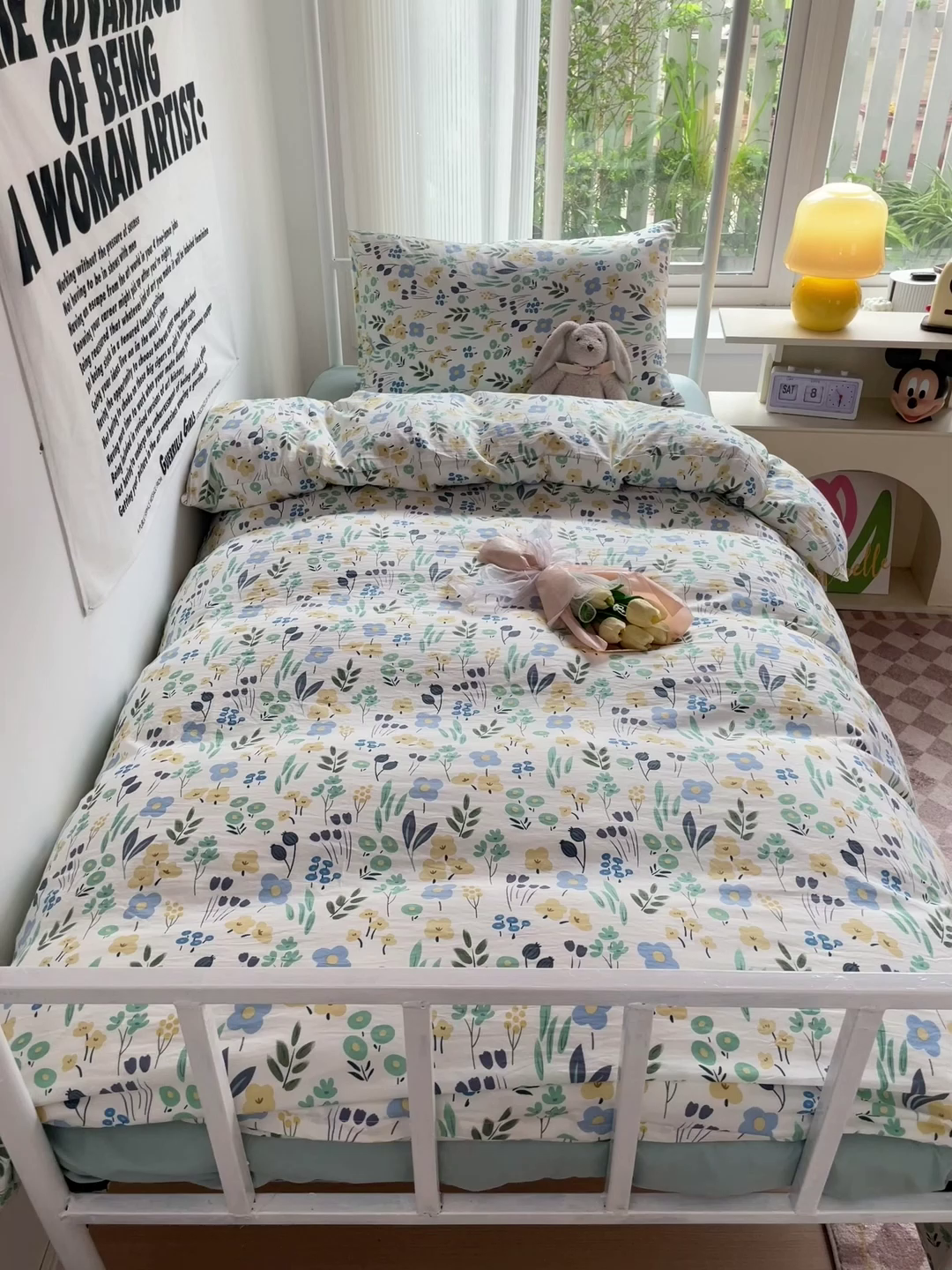 91家纺网 家纺一手货源 找家纺 芷凡家纺 2025新款水洗棉双层纱学生三件套宿舍上下铺三件套 海岛清茶