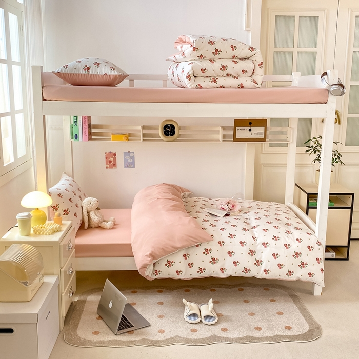 91家纺网 家纺一手货源 找家纺 芷凡家纺 2025新款水洗棉双层纱学生三件套宿舍上下铺三件套 旧约