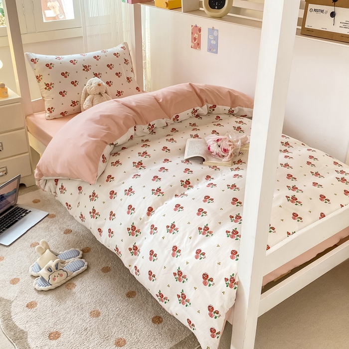 91家纺网 家纺一手货源 找家纺 芷凡家纺 2025新款水洗棉双层纱学生三件套宿舍上下铺三件套 旧约