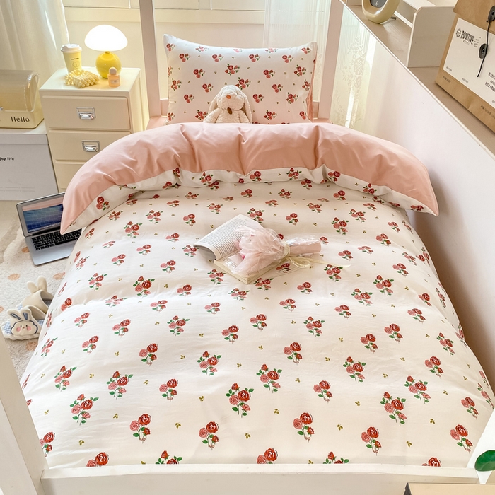 91家纺网 家纺一手货源 找家纺 芷凡家纺 2025新款水洗棉双层纱学生三件套宿舍上下铺三件套 旧约