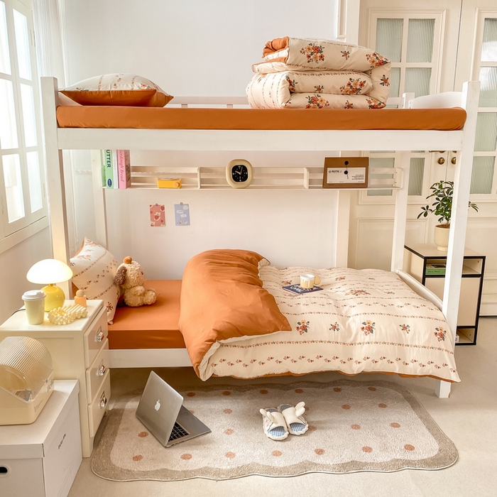 91家纺网 家纺一手货源 找家纺 芷凡家纺 2025新款水洗棉双层纱学生三件套宿舍上下铺三件套 揽月