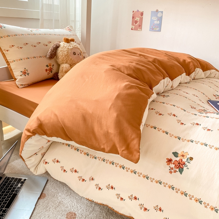 91家纺网 家纺一手货源 找家纺 芷凡家纺 2025新款水洗棉双层纱学生三件套宿舍上下铺三件套 揽月