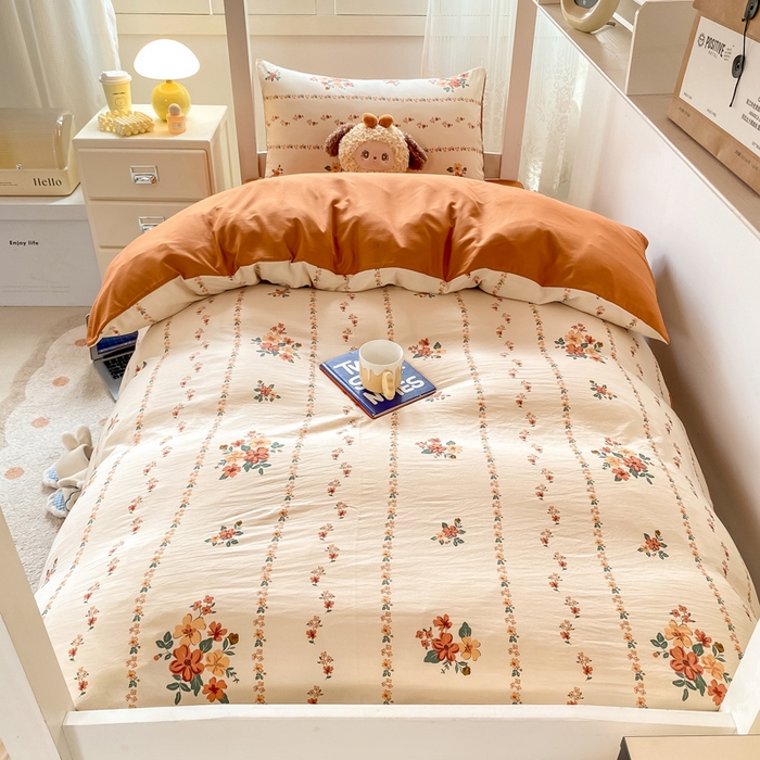 91家纺网 家纺一手货源 找家纺 芷凡家纺 2025新款水洗棉双层纱学生三件套宿舍上下铺三件套 揽月