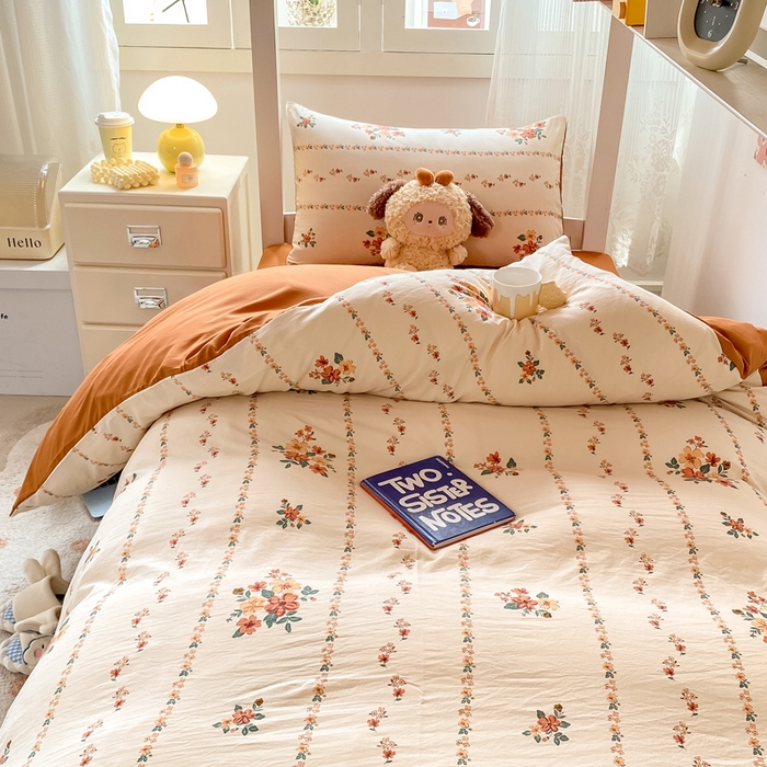 91家纺网 家纺一手货源 找家纺 芷凡家纺 2025新款水洗棉双层纱学生三件套宿舍上下铺三件套 揽月