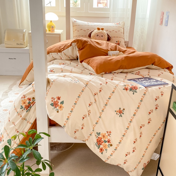 91家纺网 家纺一手货源 找家纺 芷凡家纺 2025新款水洗棉双层纱学生三件套宿舍上下铺三件套 揽月