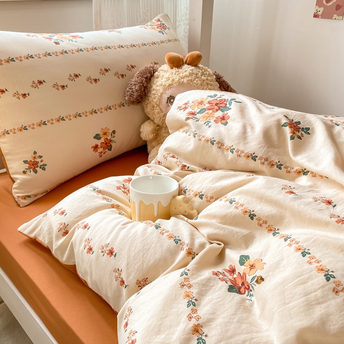 91家纺网 家纺一手货源 找家纺 芷凡家纺 2025新款水洗棉双层纱学生三件套宿舍上下铺三件套 揽月